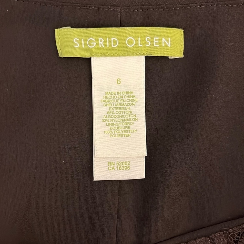 Sigrid Olsen Chocolate Brown Swirl Structured Fit & Flare Skirt - Size 6 - Picture 2 of 8
